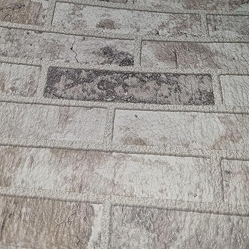 SOPHIE LAURENCE Brick Wallpaper Textured Thick Realistic Rustic 3D Stone Wall Effect - Chimney Breast Feature Wall Wallpaper (Sample, Grey)