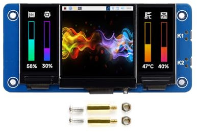 Dreifach LCD HAT für Raspberry Pi Zero W/Zero 2 W/Zero WH/2B/3B/3B+/4B, Integrierter 1.3 Zoll IPS LCD Hauptbildschirm, Zwei 0.96 Zoll IPS LCD Sekundärbildschirme, 2X Benutzerdefinierte Tasten