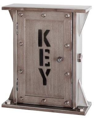 HAKU Möbel Schlüsselkasten anthrazit, Metall - Maße: B 26 cm x H 32 cm x T 10 cm, Style: Industrial