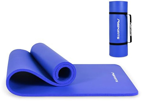 MSPORTS Gymnastikmatte Premium inkl. Tragegurt + Übungsposter + Workout App I Hautfreundliche Fitnessmatte 190 x 60 x 1,0 cm - Royalblau - Phthalatfreie Yogamatte