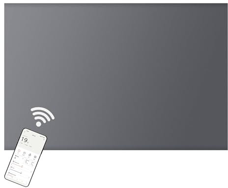 MYLEK Panel Space Heater 1.2KW Smart WiFi App Radiator Electric Slimline Low Energy - Charcoal Grey - Wall Mounted Design - Bathroom IPX4 Rated for Homes, Offices (1200Watts)