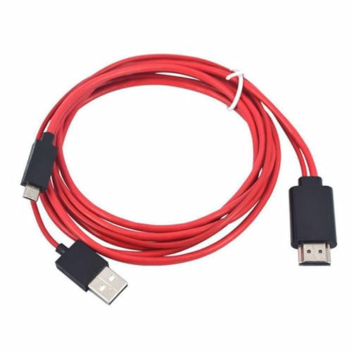 Wizoowip Phone to Tv Connection Cable Micro Usb Adapter 11-pin Hdmi-compatible 1080p High Resolution Laptop Screen Synchronization Video Converter Red