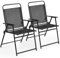 Yaheetech Outdoor Foldable Dining Chairs Patio Texteline Chairs All-weather Breathable Lawn Chairs with Backrest, Armrests Set of 2, for Garden, Lawn, Porch, Backyard, Poolside -Black