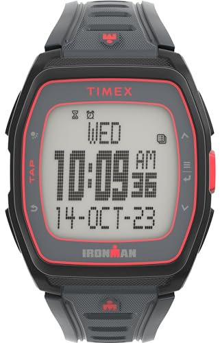 Timex Ironman T300 Armbanduhr, Unisex, 42 mm, schwarzes Silikonarmband, digitales Zifferblatt, schwarzes Gehäuse TW5M62600