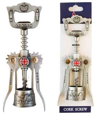 London Multifunctional Corkscrew Wine Bottle Opener with Cork and Cap Bottle Opener, Set for Wine Enthusiast - UK British London Souvenir