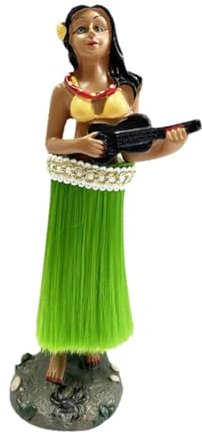 Baoblaze Hawaiianische Puppe für das Armaturenbrett, spielt Ukulele, Mini-Puppe für das Armaturenbrett, 15 cm großes hawaiianisches Tänzermädchen für den