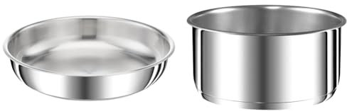 TEFAL Ingenio Poêle 24 cm, Induction, Acier inoxydable haute qualité, Empilable & Ingenio Preference Casserole 22 cm, Empilable, Acier inoxydable, Induction, Polyvalence, Gain de place L8981604