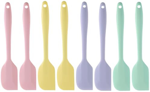 Desuibao Mini-Silikon-Spatel-Set, 21 cm, Kleiner Gummi-Spatel, Hitzebeständig, Flexible Silikon-Spatel, Kuchenspatel, Schaber, Kochen zum Mischen, Backen, Antihaftbeschichtete Pfannen, 4 Farben