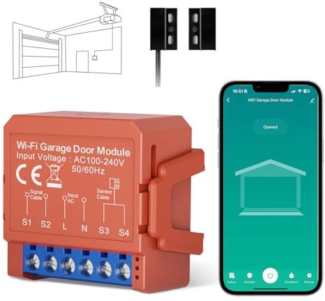 MIUCDA Smart Garagentoröffner WLAN Fernsteuerung mit App, Kompatibel mit Alexa, Google Assistant und SmartThings Sprachsteuerung Tuya/Smart life APP-Steuerung, Kein Hub erforderlich