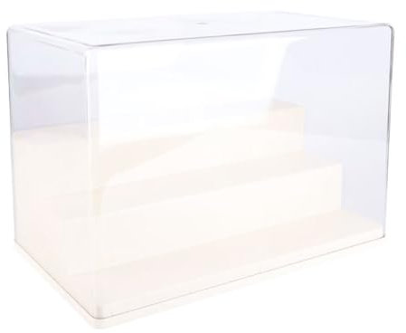 DADEA Cremefarbene Puppen-Aufbewahrungsbox, Transparente Leiter-Display-Box, Kreative Transparente Vitrine, Transparente Vitrine, Multifunktionale Vitrine für Sammlerstücke(Medium)