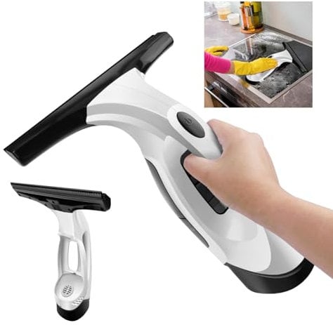 HSHa 3 in 1 Window Vacuum Cleaner, Cordless Handheld Window Vac for Windows, Mirrors, Showers, 28cm Rubber Squeegee and 150ml Water Tank, Rechargeable Mirror Glass Cleaner Squeegee