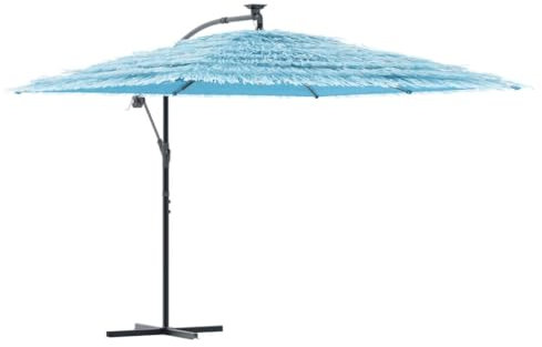 vidaXL Sonnenschirm, Ampelschirm mit Stahlmast, Gartenschirm mit Kurbelsystem, Strandschirm Marktschirm Hawaiischirm UV-Schutz, Blau