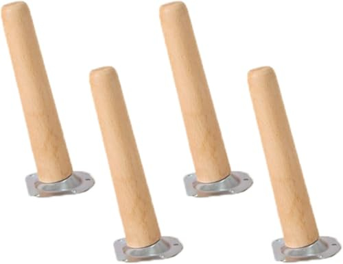 XCKJYDCDB 4 Piezas Patas para Muebles de Madera,Patas para Mesas de Roble Maciza Cónica Inclinación con Placa de Montaje Tornillos (30cm)