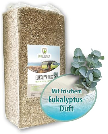 Loovolution Litière WC 14 kg avec eucalyptus | Litière de chanvre pour toilettes séparées, toilettes sèches, toilettes de camping | Compostable | Sans poussière