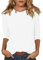 Women T Shirts Plus Size Women's Lightweight Solid Color Tops 3/4 Sleeve Casual Gym Fashion Daily Ladies Summer Round Neck T-Shirts 01-White L