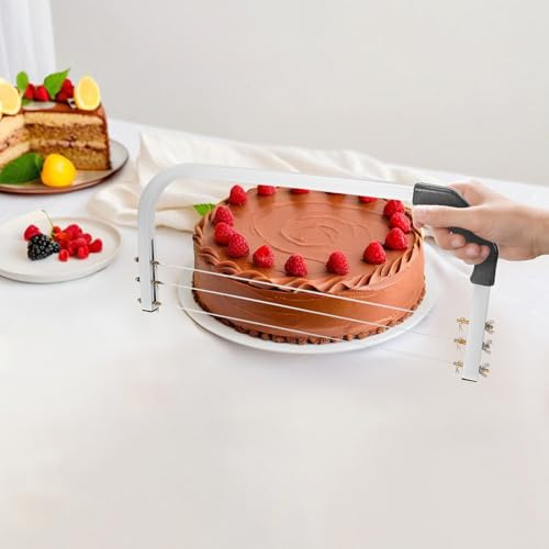 QUIOTUIR Coupeur D'intercalaires pour Gâteaux Réglable Acier Inoxydable Diviseur Gâteau Coupe Longueur Moyenne Genoise Patisserie pour Couper Gâteaux