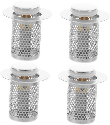 JECOMPRIS 4 Stück Bodenablauffilter Haarfänger Dusche Bodenablauf Haarsieb Spülbecken Abflusssieb Haarfänger Bodenablauf Haarduschenfänger Bodenablauf-Siebgewebe Edelstahl 304 Silver