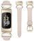 TOYOUTHS Leather Straps Compatible with Fitbit Charge 6/Charge 5 Strap Women, Slim Thin Elegant Dressy Designer Premium Leather Strap with C-Shape Metal Buckle for Charge 6/5, Starlight/Champagne Gold