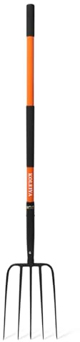 KOLEIYA Pitchfork,5 Tine Garden Fork,Pitchforks for Gardening,Pitch Fork with Long Fiberglass Handle,57inches,Orange