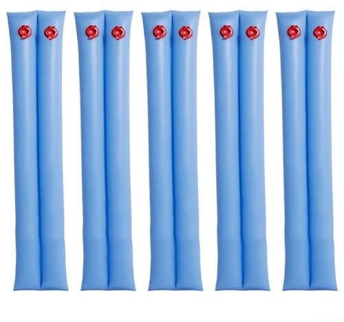 Zilimontt Confezione da 10 sacchi d'acqua per piscina, tubi lunghi 2,3 m, a doppia camera, in PVC resistente, resistenti al freddo, con valvole a prova di perdite, per piscine rettangolari interrate