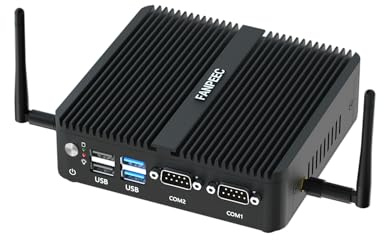 FANPEEC Industrie lüfterloser Mini PC J5005 8GB DDR4 256GB MSATA SSD | Lüfterlos PC Win 11 Pro, 2xUSB 2.0 + 2xUSB 3.0, 2x RS232 COM, WiFi5 BT4.2, Industrie PC Unterstützt Power On Auto