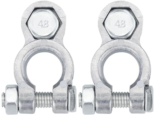 2 PCS Car Battery Terminal 12V/24V Universal Heavy Duty Stud Type Battery Connector Clamp for Marine Car Boat RV