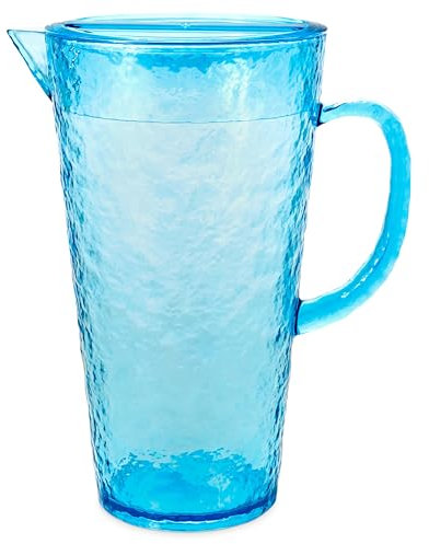 BAYSIDE Lulworth Acrylic Water Jug, 1.9L Blue Water Jug with Lid, Shatterproof Durable Pitcher, Unbreakable Liquid Beverage Container with Handle, BPA Free Container