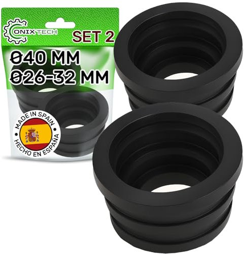 2 Pezzi Guarnizione Sifone Ø 40/26-32 mm Manicotto in Gomma per Tubo - Garanzia di 5 Anni - ONIX TECH