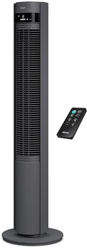 Duux Ventilador de torre Elevate – 12 Velocidades, 80° Oscilación, Sólo 25 dB, ionizador, temporizador (1–12h), modo de suspensión, táctil y control remoto – Silencioso & Ventilador inteligente para