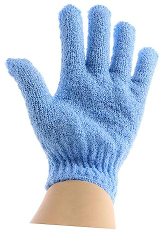 OSOLADY 4Paare Duschhandschuhe Peeling Exfoliator für Körper Wiederverwendbare Handschuhe Grün Blau und für Seife Duschgel und Meersalz