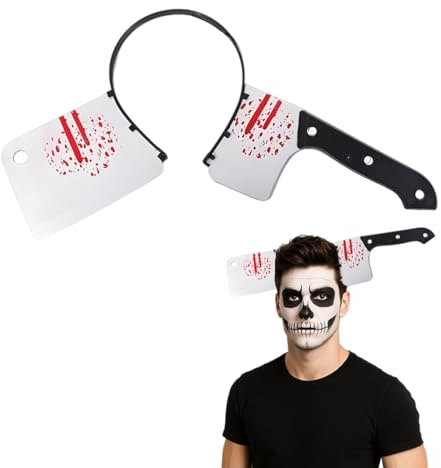Teegxddy Haarreif Mit Blut Halloweenmänner,Kopfschmuck Blutige Küchenmesser,Im Kopf,Zombie Kostüm Zubehör,Horror Haarschmuck Blutig,Für Erwachsene,Damen,Herren