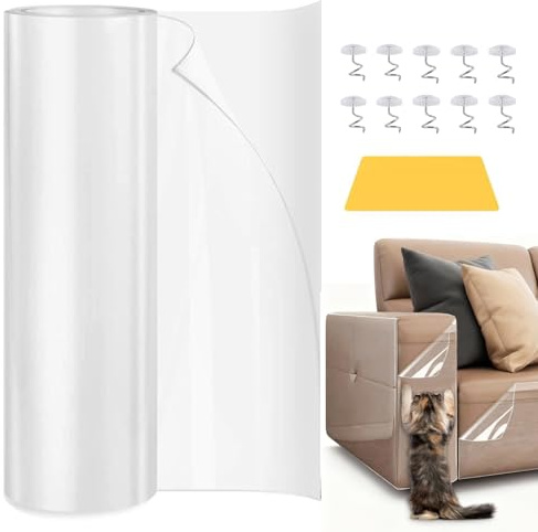 Xeticey Cat Anti Scratch Tape, Sofa Protector from Pets Stop Scratching | 40cm x 3m Cat Scratch Sticky Paws Tape, Furniture Protector Transparent for Carpet, Sofa, Couch, Door (15.7 x 118)