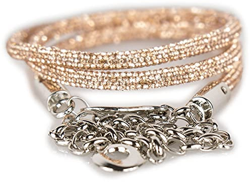 Emila Cintura elegante oro rosa donna con strass cinta da ragazza cerimonia x per abito vestito sottile regolabile tubolare strassata slim fashion Metallo+strass rose-gold