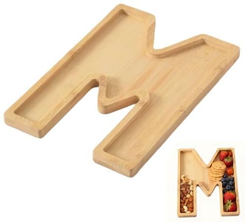 Hayaww Serviertablett aus Holz, für Aufschnitt, Tablett, Buchstabenform, für Snacks, Obstsalat, Dekoration zum Geburtstag (M)