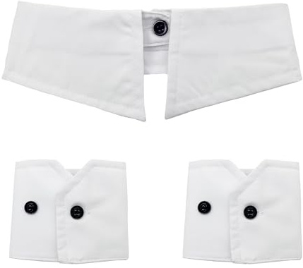 Hezhou Neck Collar And Cuff Set Ärmel Manschetten & Weißer Kragen Set Falscher Kragen Anzugkragen Abnehmbare Ärmel Abnehmbare Dickeys Bluse Krageneinsatz Kragen Mit Fliege Ärmel Handgelenk