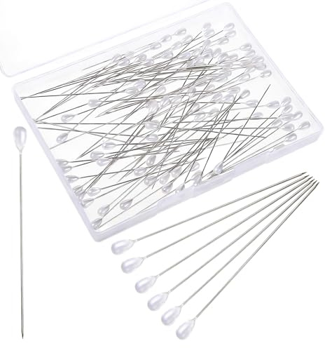 100 Stück Perlennadeln, Weiße Nadeln Stecknadeln mit Kopf Nähnadeln Lange Stecknadeln Nähen Sewing Pins Kettelstifte Nietstifte Schneiderin Pins für Hochzeit Nähen Säumen DIY Dekoration Nähprojekteg