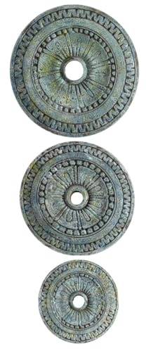 Oriental Galerie 3er Set Wandbild Wanddeko Rund Mandala Relief Mythologie Deko Blau/Türkis Antik Finish