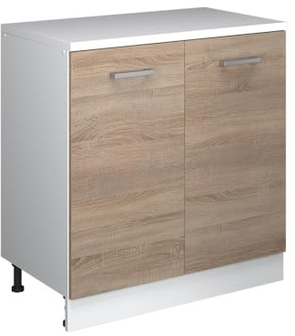 Vicco Erweiterungsschrank Rion, Sonoma/Weiß, 80 x 46 cm | ohne Schräge mit 2 Türen, kombinierbar mit Rion Dachschrägenschränken und Schrankmodulen
