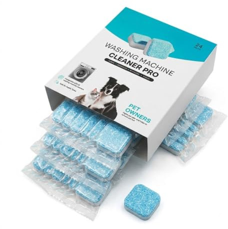 Lavatrice Professionali per Peli Animali e Biofilm, 24 Pezzi Detergente Cura Lavatrice a Azione Profonda Enzimi, Compatibile con Carica Frontale e Dall'alto
