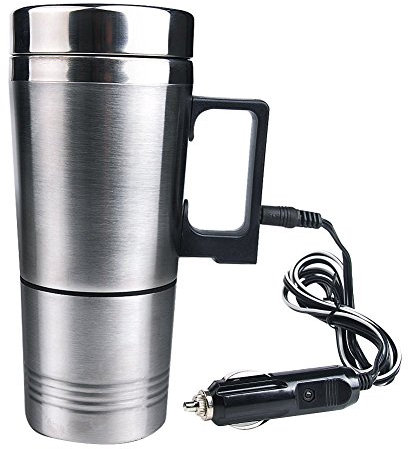 Tasse Voiture Électrique - Mengshen Chauffage Tasse Water Heater Mug, Vacuum Insulated Car Electric Kettle Heated Stainless Steel Car Cigarette Lighter Heating Cup Coffee Cup with Charger, CA03
