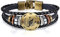 JewelryWe Schmuck Herren Damen Skorpion Armband, 12 Tierkreis Sternzeichen Horoskop Charms Druckknopf Armreif, Leder Legierung, schwarz