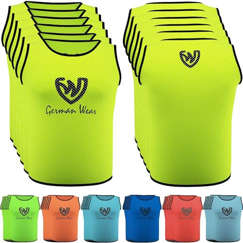 German Wear Training Leibchen (6er-Set) - 6X Fußball Trainingsleibchen - Multifarbige Trainingswesten | Fussball Leibchen Kinder & Leibchen Erwachsene | Gelb - L