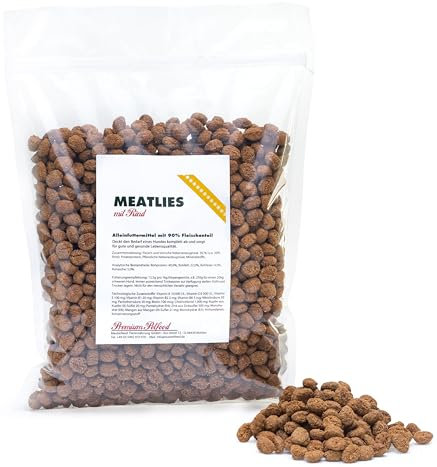 Masterfeed Meatlies Rind, Getreidefrei, Hoher Fleischanteil, Hundefutter für ausgewachsene Hunde (Adult), Trockenfutter, 1 kg