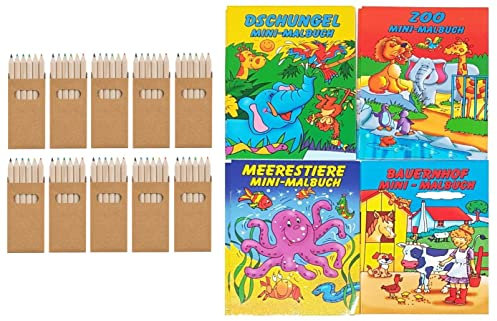 Libetui Set 10 Malbücher für Kinder inklusive 60 Buntstiften Malhefte Mitgebsel Geburtstag Junge Mädchen Kinderparty Kindermalbuch Kindergeburtstag