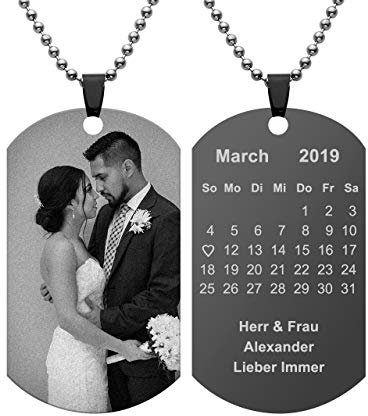 Jovivi Personalisierte Kette mit Bild Dog Tag Anhänger mit Text Foto Gravur Pendant aus Edelstahl Schmuck Damen Herren