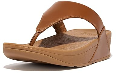 Fitflop Women's Lulu Leather Flip Flops, Toe-Post Sandals, Comfortable with Natural Arch Support - Light Tan - 9 UK