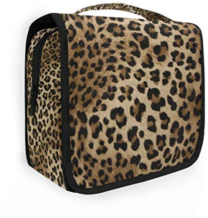 CaTaKu Trousse de toilette multifonction motif léopard abstrait - Trousse de maquillage portable étanche - Sac de voyage à suspendre - Pour homme et femme