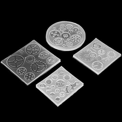 4Pcs Silikonform Zahnrad, Gear Form 3D Schokoladenkuchen Fondantform DIY Harz Schmuck Anhänger Decortion