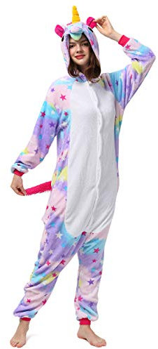 Katara 1744 (30+ Designs) Einhorn-Kostüm Lila-weiß, Unisex Onesie/Pyjama-Qualität für Erwachsene & Teenager