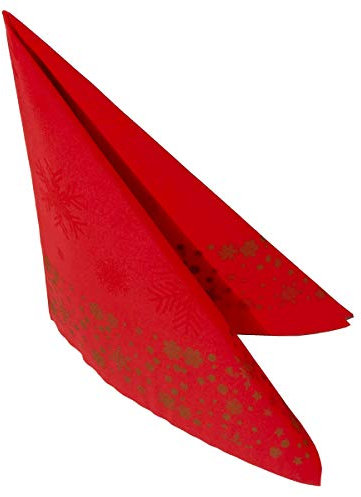CHIC 50 Weihnachts-Servietten Airlaid 40x40cm rot mit Schneeflocken-Motiv